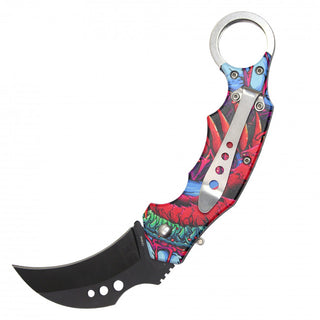 7.5" Push Button Leviathan Folding Knife Karambit with Safety Lock