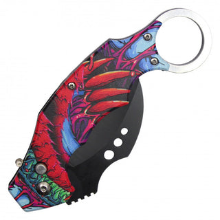 7.5" Push Button Leviathan Folding Knife Karambit with Safety Lock