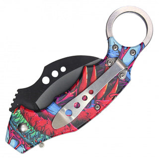 7.5" Push Button Leviathan Folding Knife Karambit with Safety Lock