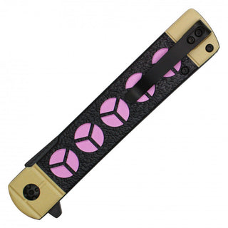 9" Assisted Opening Fantasy Pocket Knife- Tan/Black/Pink Katana