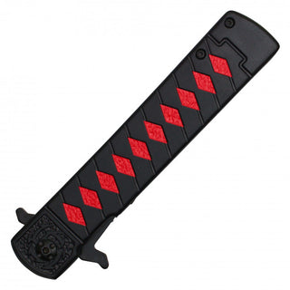 9" Assisted Opening Fantasy Pocket Knife-Black/Red Katana