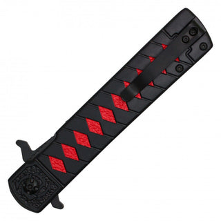 9" Assisted Opening Fantasy Pocket Knife-Black/Red Katana