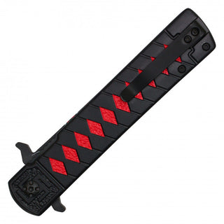 9" Assisted Opening Fantasy Pocket Knife-  Black/Red Katana Handle