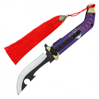 8.25" Assisted Opening Fantasy Pocket Knife-Tan/Purple Katana