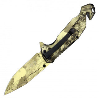 8" Assisted Opening Pocket Knife WarTech- Gold Thermal