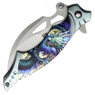 7.5" Dragon Pocket Knife with Silver Steel Blade