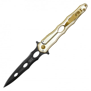 8" Pocket Knife with Black Blade- Gold Lining