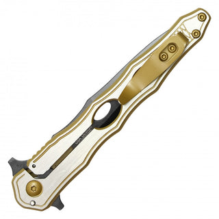 8" Pocket Knife with Black Blade- Gold Lining