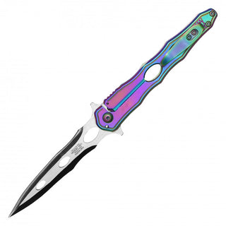 8" Pocket Knife with 2-tone Blade -Rainbow