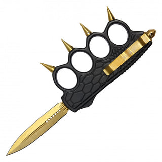 8.75" Knuckle OTF Knife wIth Gold Blade