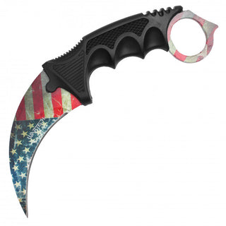 9" USA Flag Karambit Fixed Blade Neck Knife
