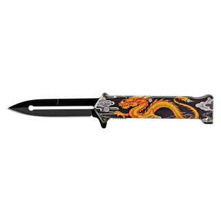 4.63" Stiletto Folding Pocket Knife - Fire Dragon
