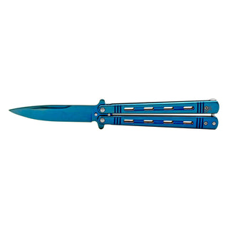 5.25" Stainless Steel Industrial Automatic Butterfly Bailsong Flipping Pocket Knife - Blue