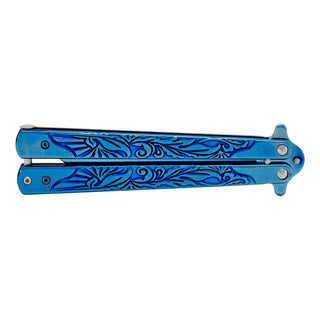 Blue Non-Sharpened Stainless Steel Practice Blade Butterfly