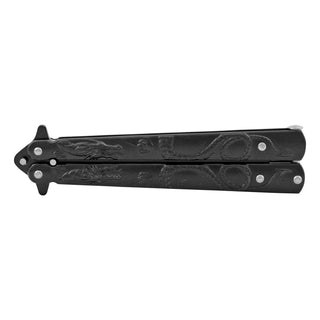 5" Stainless Steel Practice Blade Butterfly Automatic Folding Pocket Knife - Black
