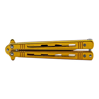Gold Chrome Full Steel Butterfly Balisong Folding Pocket Knife