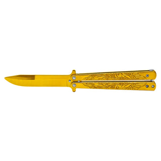 5.25" Stainless Steel Practice Butterfly Pocket Knife - Gold