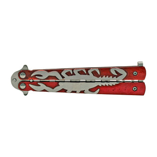 Blood Red Non-Sharpened Stainless Steel Practice Butterfly Balisong