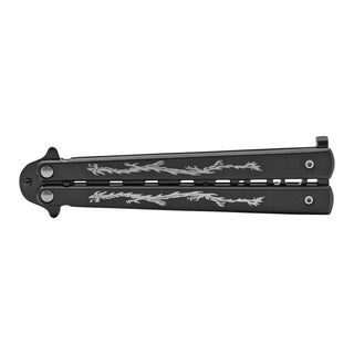 Black Non-Sharpened Stainless Steel Practice Safety Butterfly Balisong
