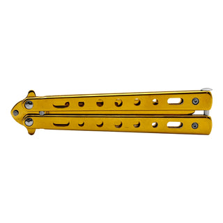 Gold Non-Sharpened Drop Point Stainless Steel Safety Practice Butterfly Balisong