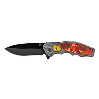 4.5" Dragon's Eye Spring Assisted Folding Pocket Knife - Yellow