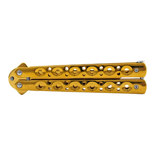 Gold Tanto Stainless Steel Butterfly Bailsong Folding Pocket Knife