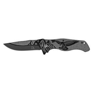 4.75" Heavy Duty Stainless Steel Folding Pocket Knife with Belt Clip - Black
