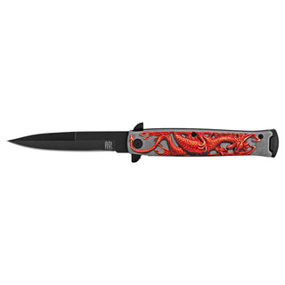 4.75" Embossed Dragon Folding Pocket Knife - Red