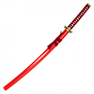 38" Non-Sharpened Fantasy Sword with Red Hilt Handle and Red Saya Real Steal
